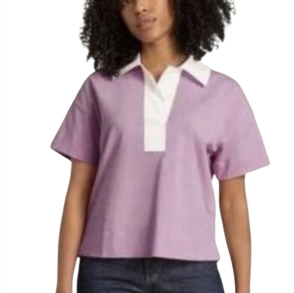Everlane Women's Medium Collared T-shirt Purple Top Organic Cotton